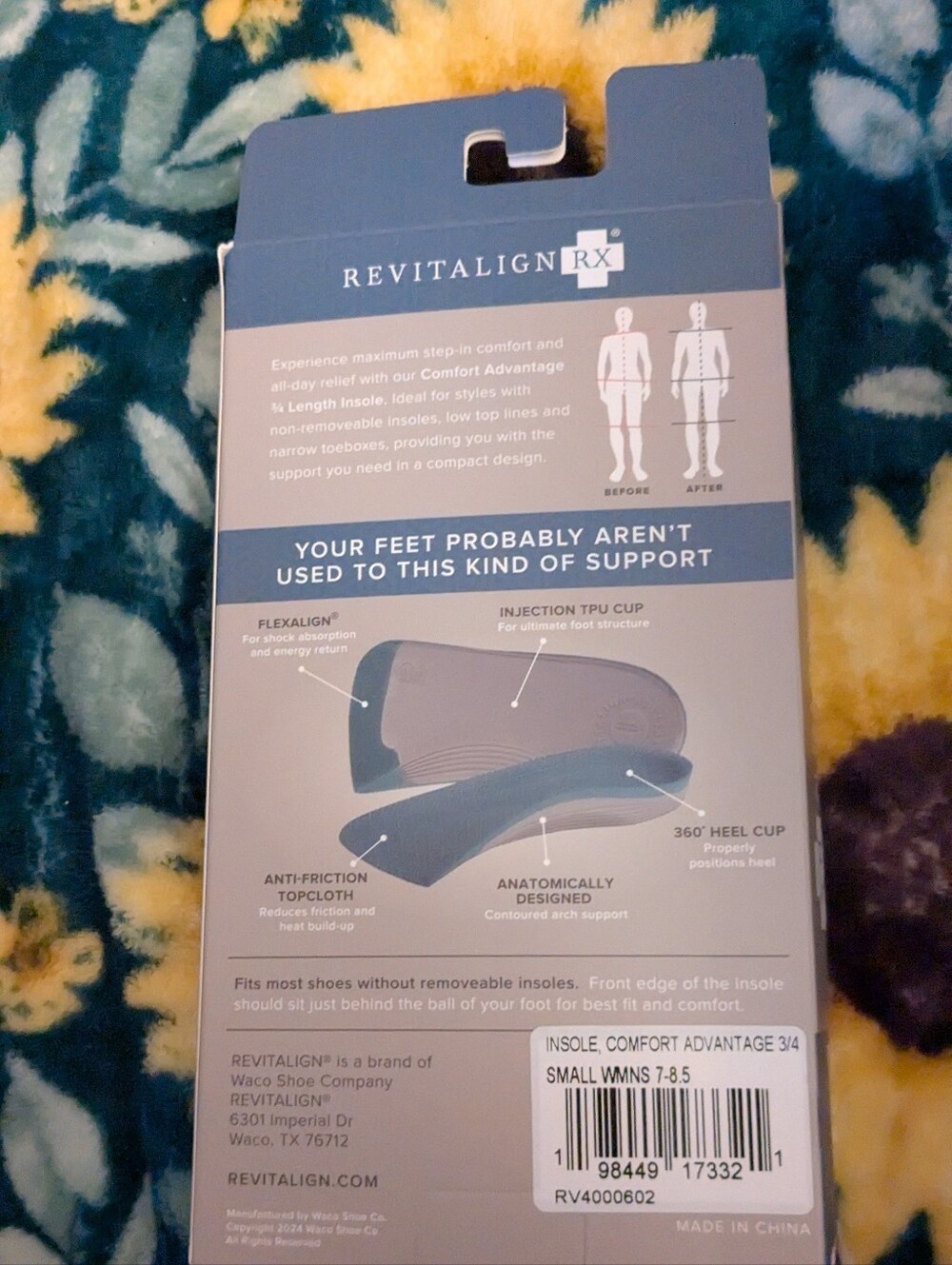 REVITALIGN RX Comfort Advantage 3/4 Insole - Blue & Gray - Picture 2 of 4